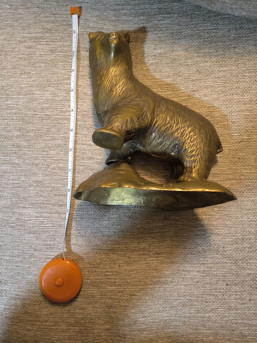 Brass Bear Figurine - Gold Tone Decorative Statue - Picture 2 of 6